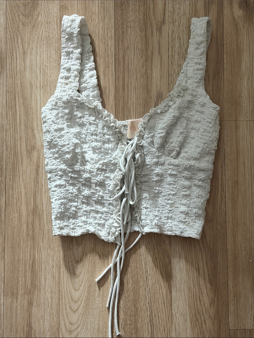 Women’s Lace-Up Textured Crop Top